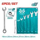 6pza juego llaves/combinacion rachet para tuercas 19,22,24,27,30,32mm. Cr-Mo72.