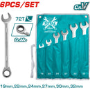 6pza juego llaves/combinacion rachet para tuercas 19,22,24,27,30,32mm. Cr-Mo72.