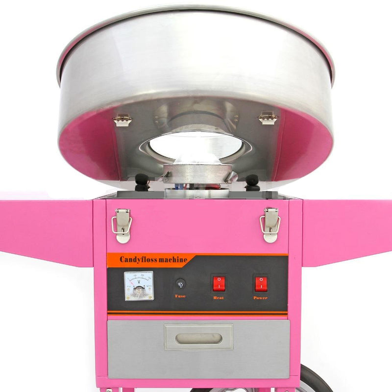 Maquina de algodon de azucar con carro incluido 1.08KW 520 mm de diametro. 110V 60htz(1 año)