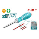 Juego Destornillador punt 6en1 CR-V 2punt 2 vias 6.35*65mm,PH1+SL5 8.00*75mm,PH2+SL6 2 socket:6,8mm