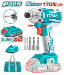 Llave impacto drill dado hexagonal 1/4" litio 20V. Brushless sin escobillas Torque 200NM Incuye 2 Bateria +cargador