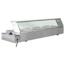 Baño Maria electrico con vidrio para sobreponer. 750W 1180*350*320mm. 4 Bandejas 1/2*6 110V 60 htz