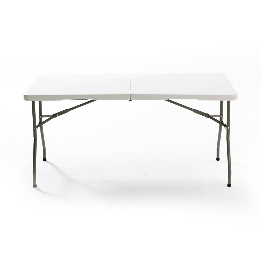 Mesa plástica plegable de 6 pies x 2 pies (HDPE) con marco de acero revestido. Medidas 180 cm x 74
