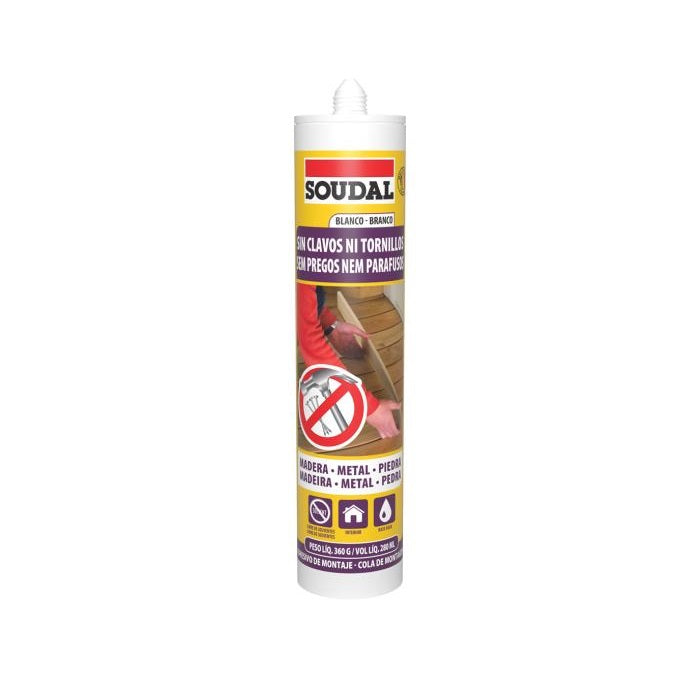 Clavo liquido Sin Clavos Ni Tornillos 280 ML Adhesivo de montaje interior a base de agua, color blanco pegamento