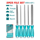 5 pcs kit de limas de acero plana, triangular, redonda, media caña, cuadrada.