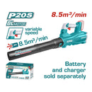 Soplador de batería 20V inalámbrico de iones de litio (SIN CARBONES)