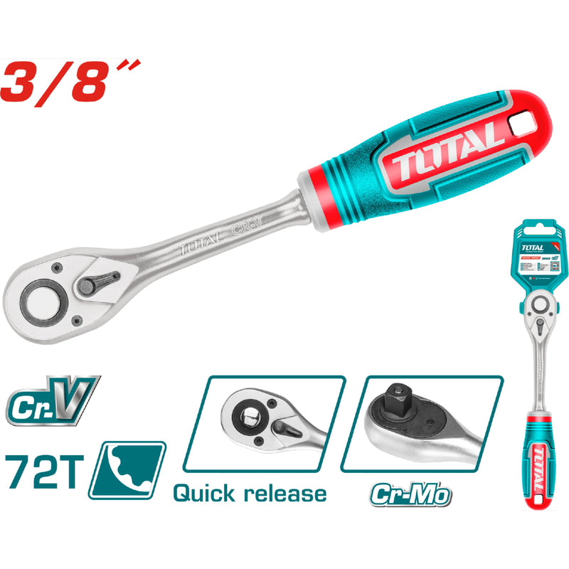 Ratchet de 3/8" 45T 205mm largo Material CR-V+Cr-Mo.