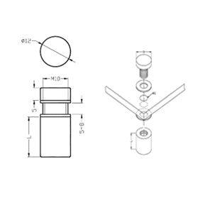 Pernos de acero inox. Satinado.