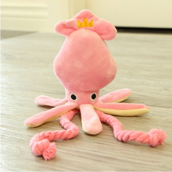 Juguete de morder para perro. Peluche de Calamar. Tamaño 32 x 9cm.