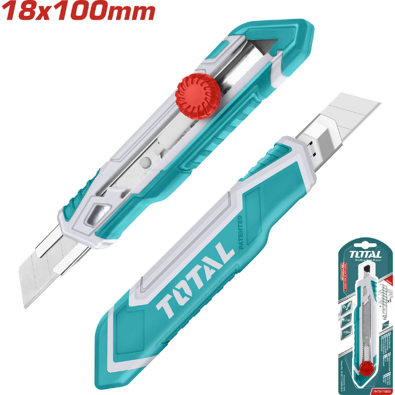 Exacto de 173 mm. Con cuchillas de 18 mm x 100 mm. SK5. Pulsador redondo.