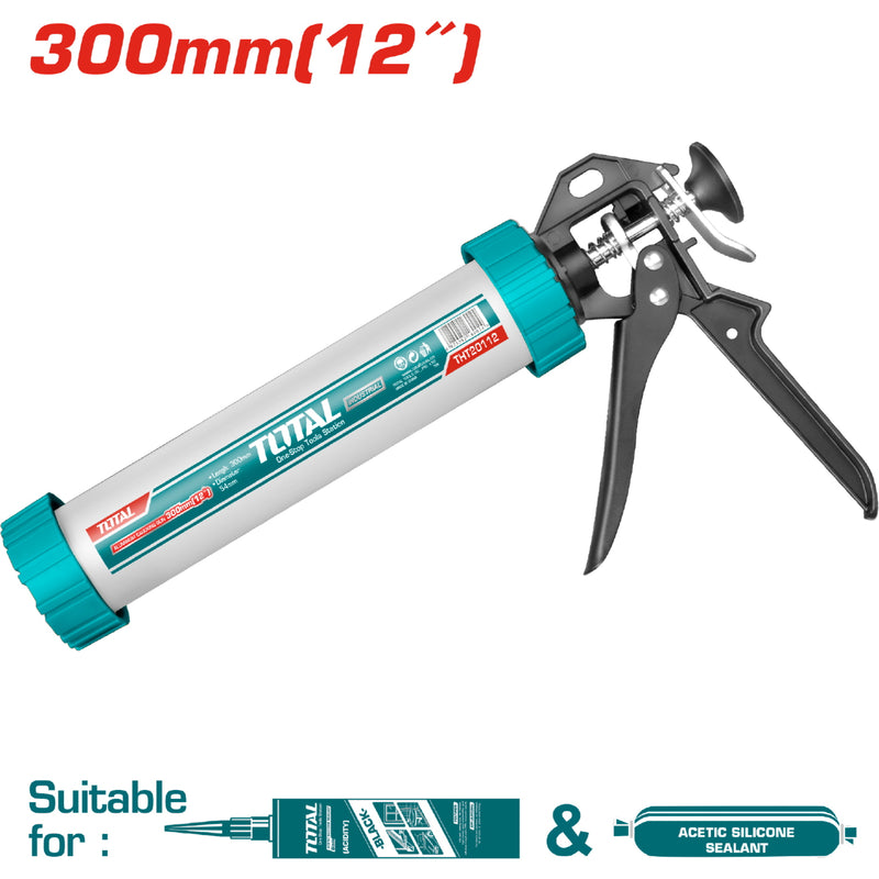 Pistola calafateadora de silicon de 12" PARA SALCHICHA Y TUBO 2 EN 1 aluminio 305x54mm. Alta calidad