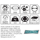 Llave de impacto neumática 3/4" No-load speed:7000 rpm Max.torque:1355Nm(1000ft) (1 año)