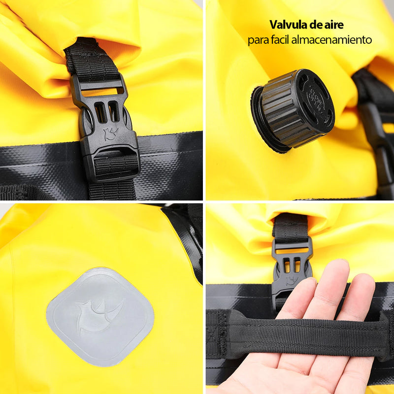 Bolso para motocicleta Rhinowalk 100% impermeable de 65L de capacidad.
