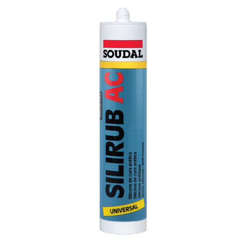 SOUDAL Silirub AC Blanco Silicona acetica sellado general de vidrio de aluminio 280ml