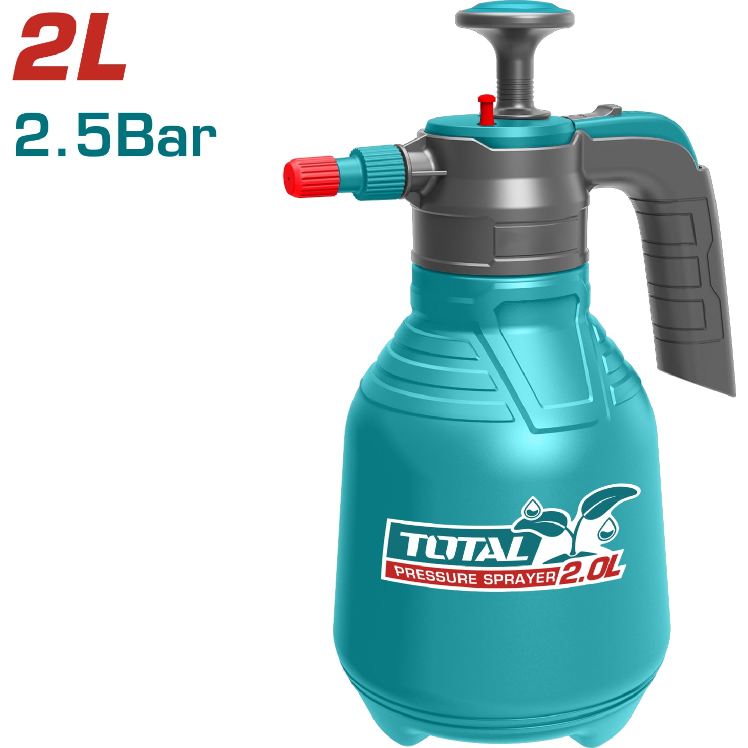 Rociador spray de presión 2 litros. 2.5BAR. Boquilla ajustable.