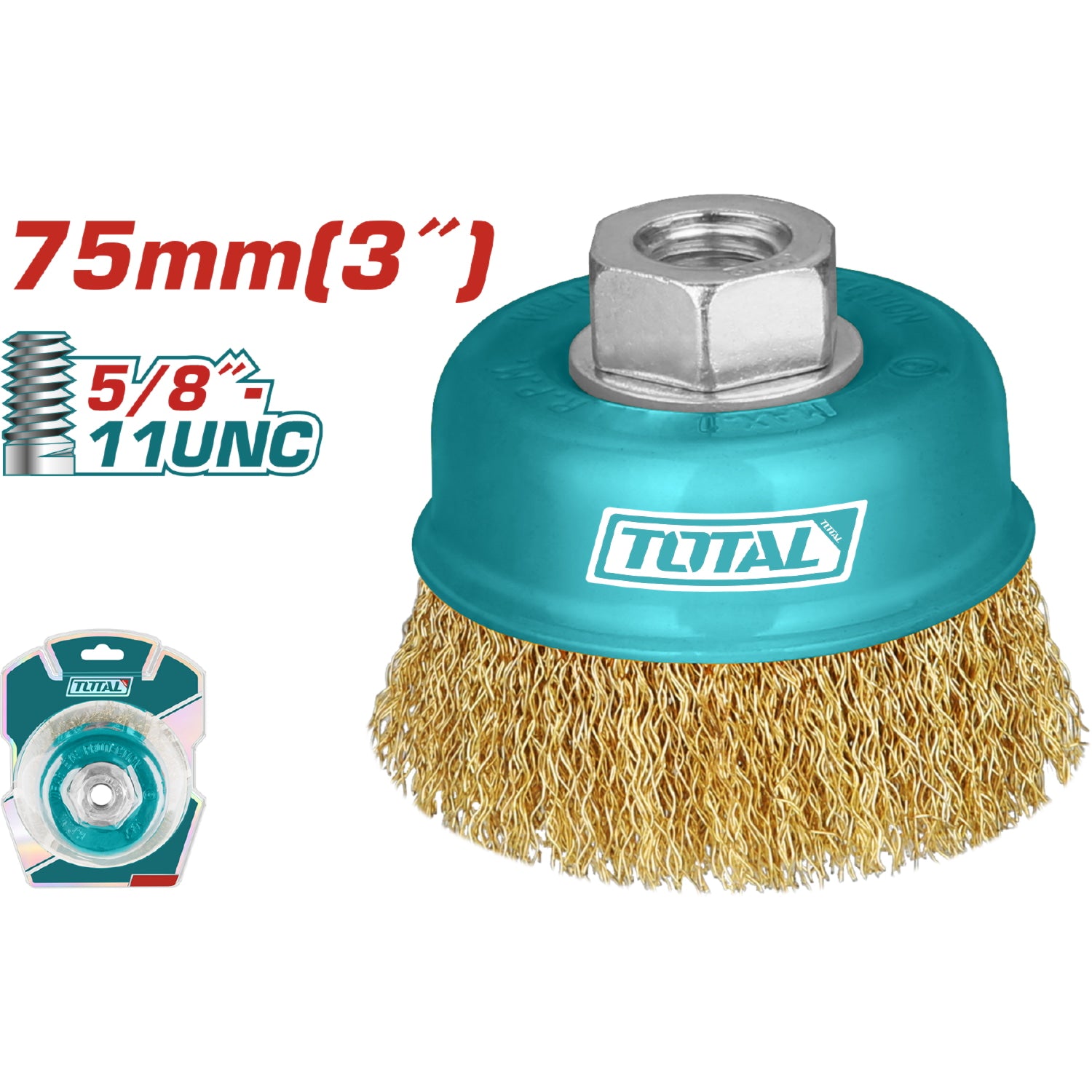 Disco de alambre 3" con rosca 5/8" 11 UNC. Diámetro alambre 0.3 mm.