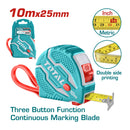 Cinta metrica y pulgada 10 mts x 25 mm. Alta calidad.