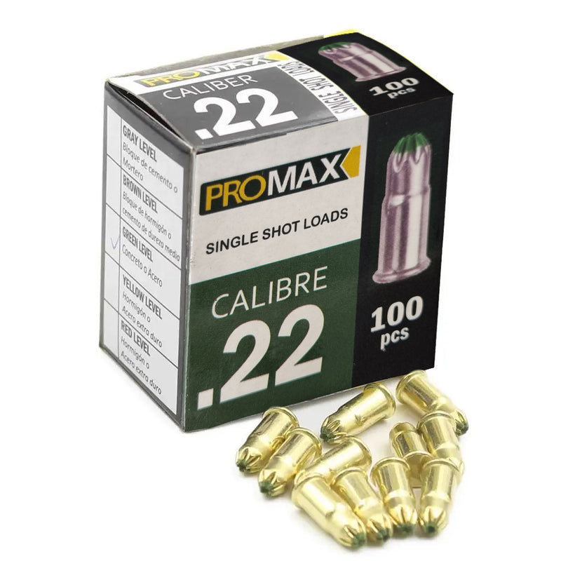Fulminantes Chinos Cal. 0.22 verde. Nivel de potencia 3 (PAC 100 UND) pistola clavos