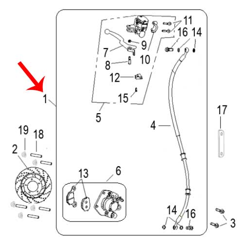 Kit de freno delantero completo (RKG150) (CODIGO ANTERIOR MO-REP-45900K320000)