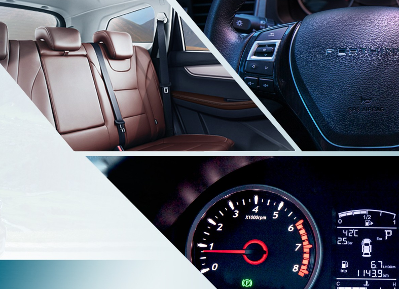 T5L SUV 7 Pasajeros Dongfeng Forthing 1.5T / 6AT automático . Confort Exterior ROJO / Interior Marron