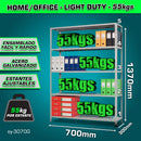 Estante de almacenamiento ajustable 4 niveles 305x705x1370mm Carga por nivel 55Kg Estanteria Arma rápido Rack