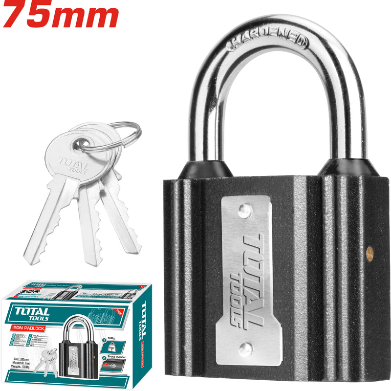 Candado acero antipalanca 75mm. Cilindro de latón. Incluye 3 llaves.