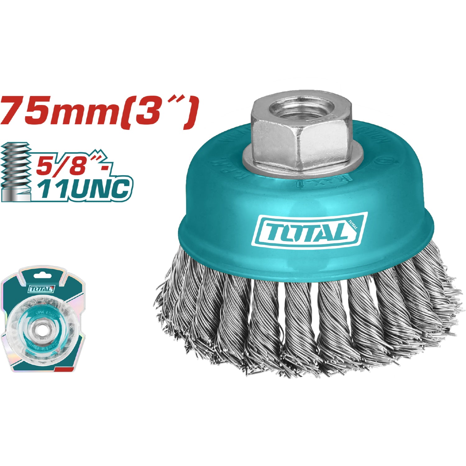 Disco de alambre Enroscado 3" con rosca 5/8" 11 UNC. Diametro alambre 0.3 mm. (N1-P2-L13-02-02)