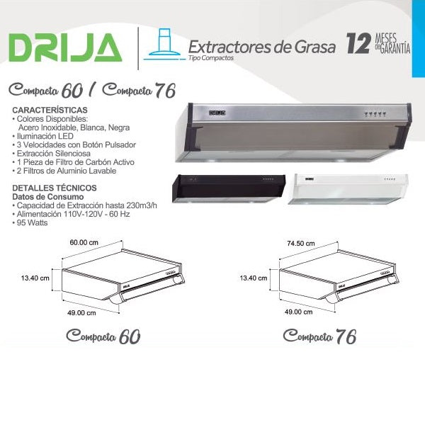 Extractor de grasa Compacta 76. Color Negro.