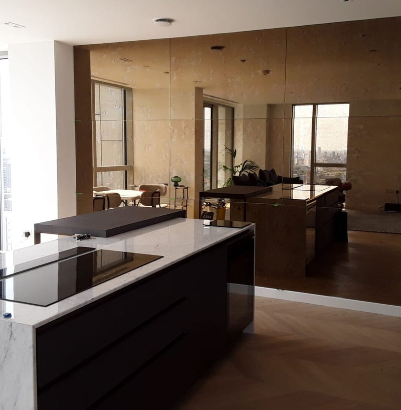 Lámina de Espejo WPC Bambú Bronce Decorativo recortable 1.22m x 2.80m x 8mm (Do it yourself)