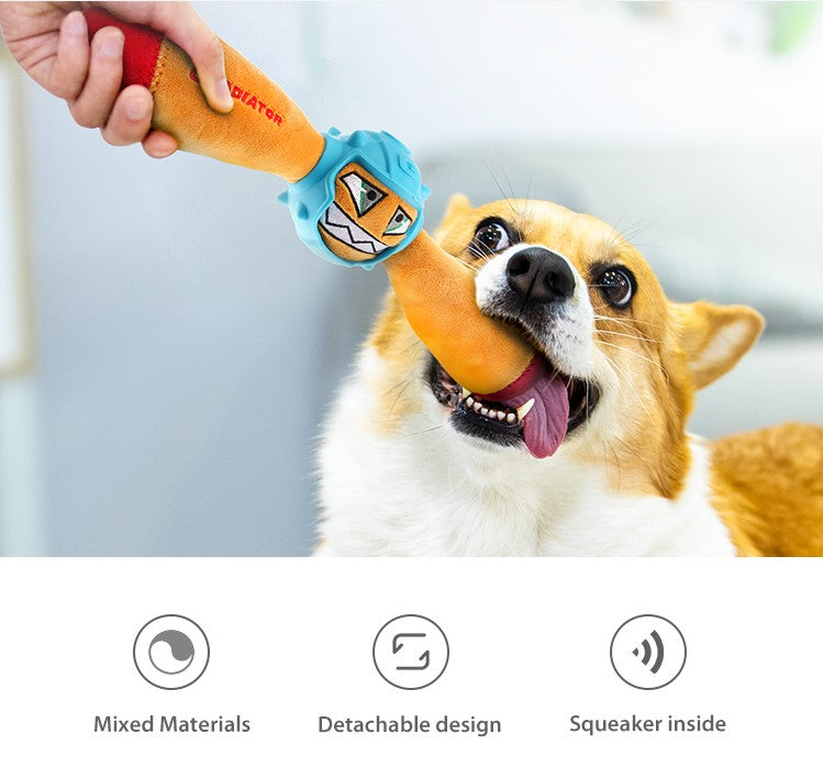 Juguete gladiador brazos amarillo para mascota