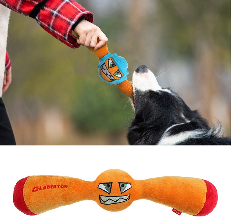 Juguete gladiador brazos amarillo para mascota