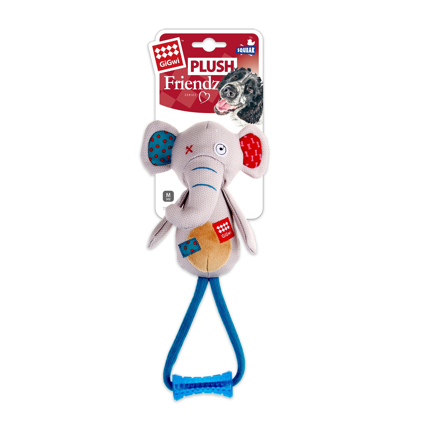 Peluche Elefante de tela con cuerda para mascota