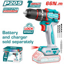 Taladro Inalámbrico 20V 1/2" 66Nm Impacto. Motor Sin Escobillas No incluye batería ni cargador. Super Total