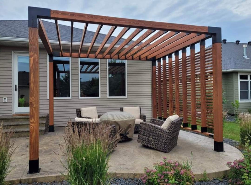 Conector Pergolas WPC exteriores Tubos Cuadrados 4"x4"x4"- 100x100x100 mm Union soporte 3 Vias para herrajes