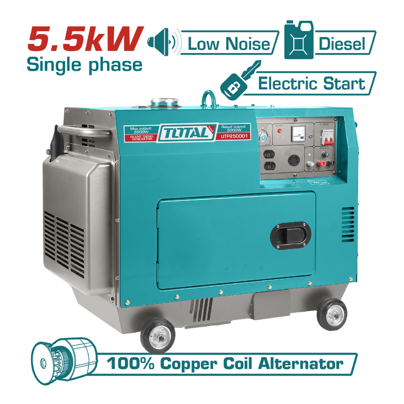 Generador diesel silencioso 75 DB 120/240 60 htz monofasico 5.5 kw 9.0 HP encendido electrico