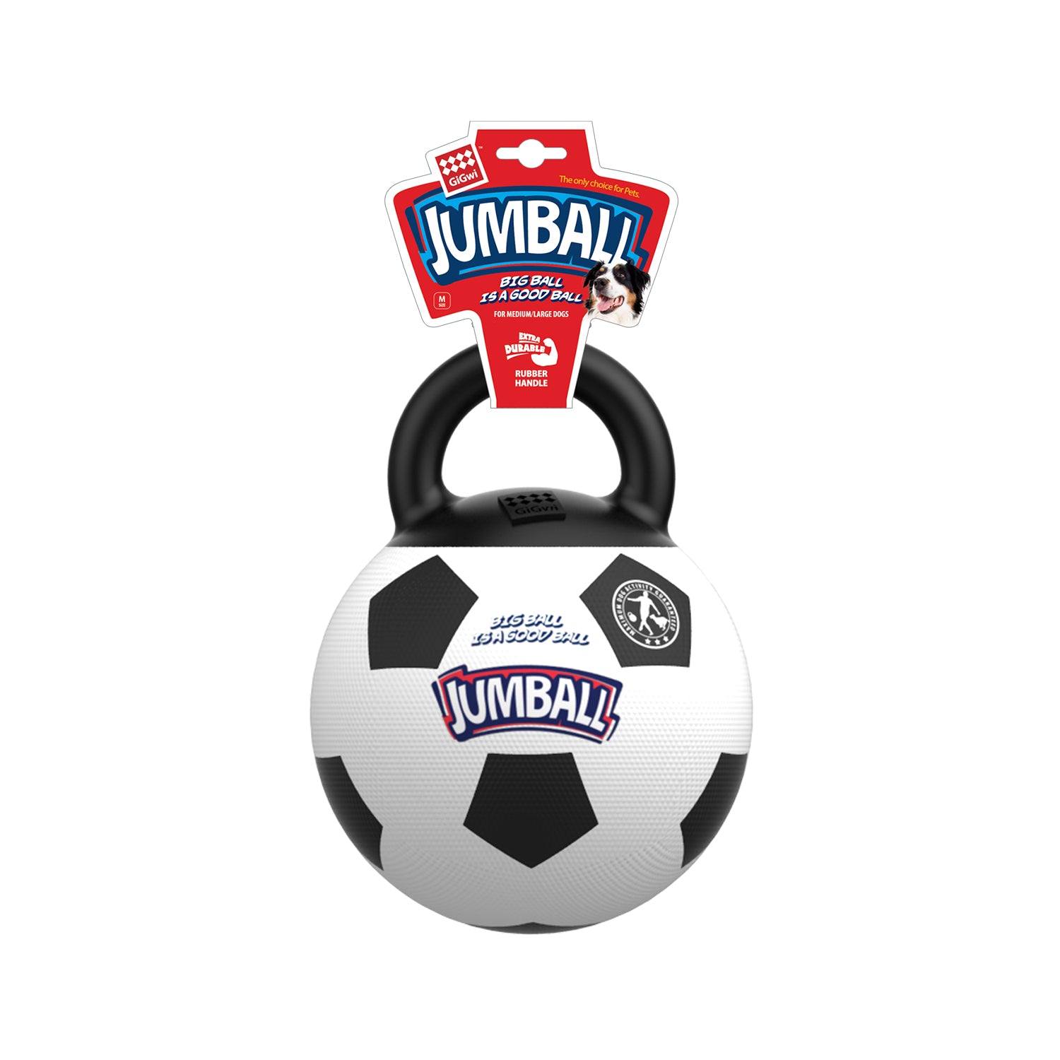 Pelota JUMBALL blanco negro con asa para mascota