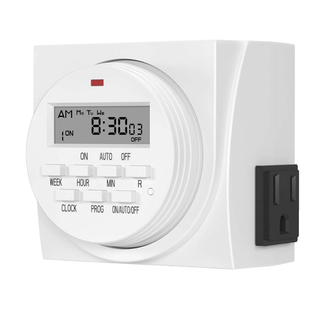 Temporizador digital programable por 7 días, tomacorriente dual timer reloj apagado automatico