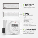 Temporizador digital programable por 7 días, tomacorriente dual timer reloj apagado automatico