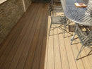 Deck WPC piso exteriores dual color Marron Teca y Marron claro por el otro lado 23 x140x2900mm
