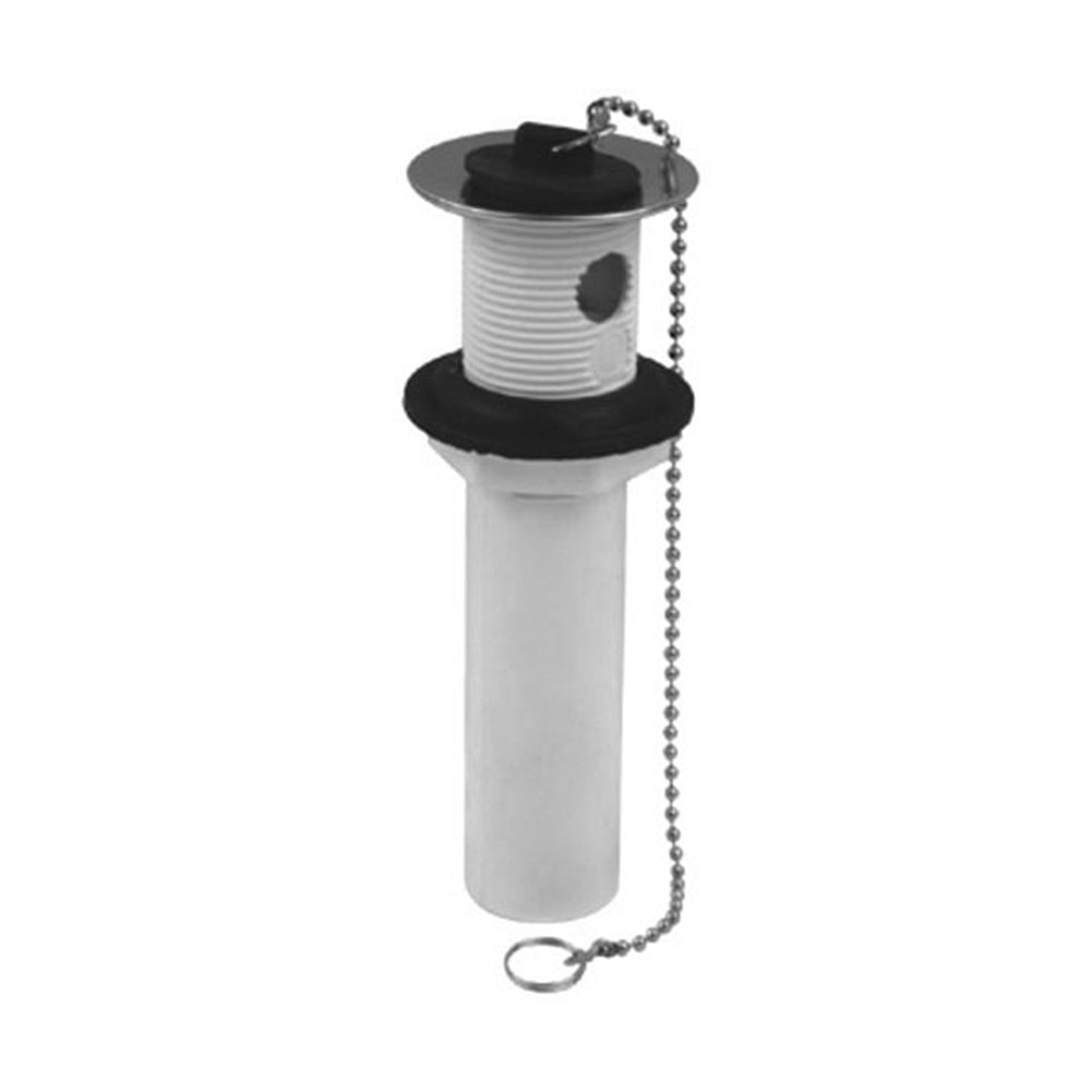 Desagüe De Lavamanos PVC 1 1/4" x 6" con tapón negro y cadena cromada NESSATI