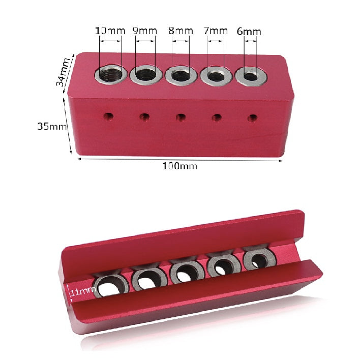 Plantilla con guía para perforaciones con auto centro de angulo 90º, Tamaños 6/7/8/9/10mm