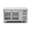 Mesa refrigerador industrial acero inox 2 puerta vidrio +2~+8℃  1360*700*850 mm Ventilación interna