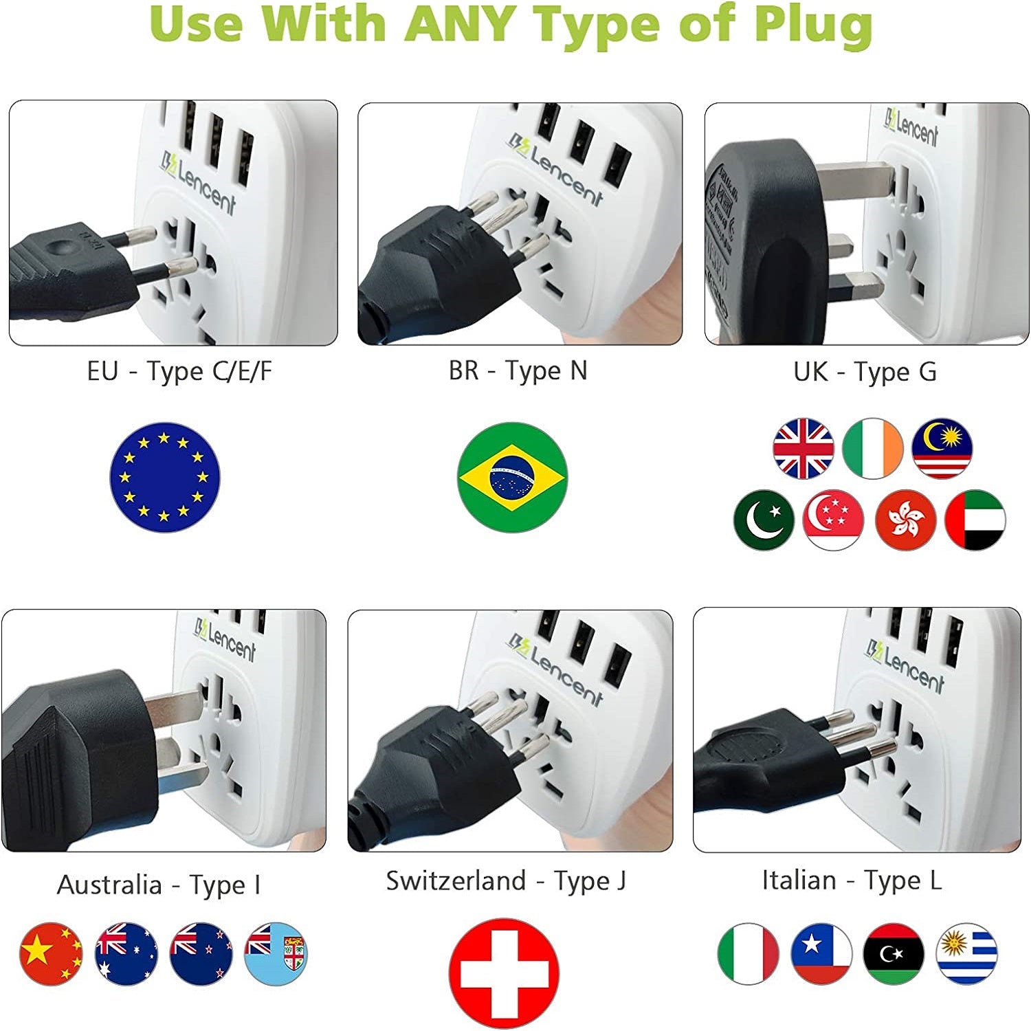 Adaptador de corriente universal 220V a 110V de 15A.