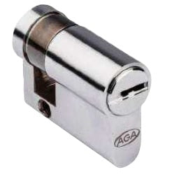 Cilindro Perfil Europeo de una Salida. Largo de 30 mm. Cuerpo Niquel