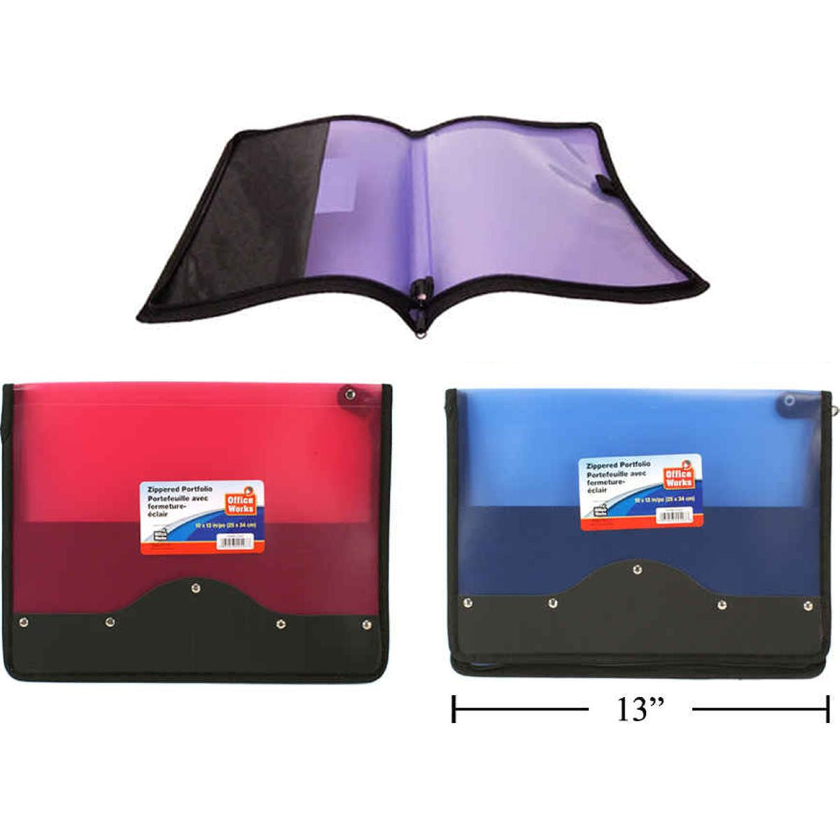 Portafolio de plástico con cierre de 10x13 " (1pza) (Viene en colores variados al azar)
