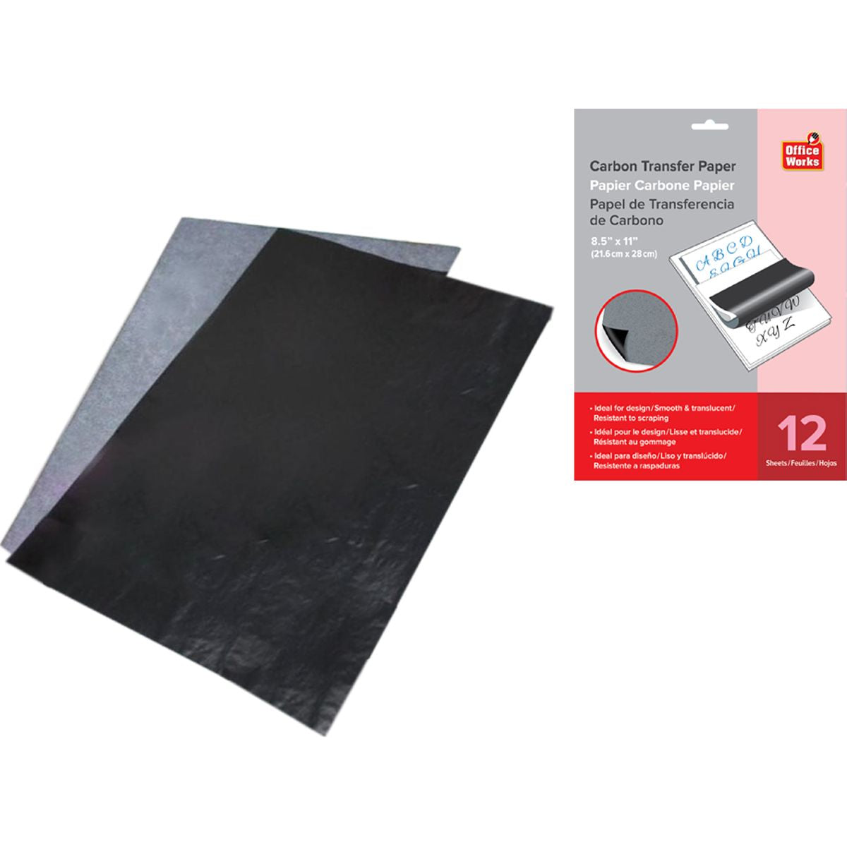 12 piezas de papel carbón 8.5 "x 11"