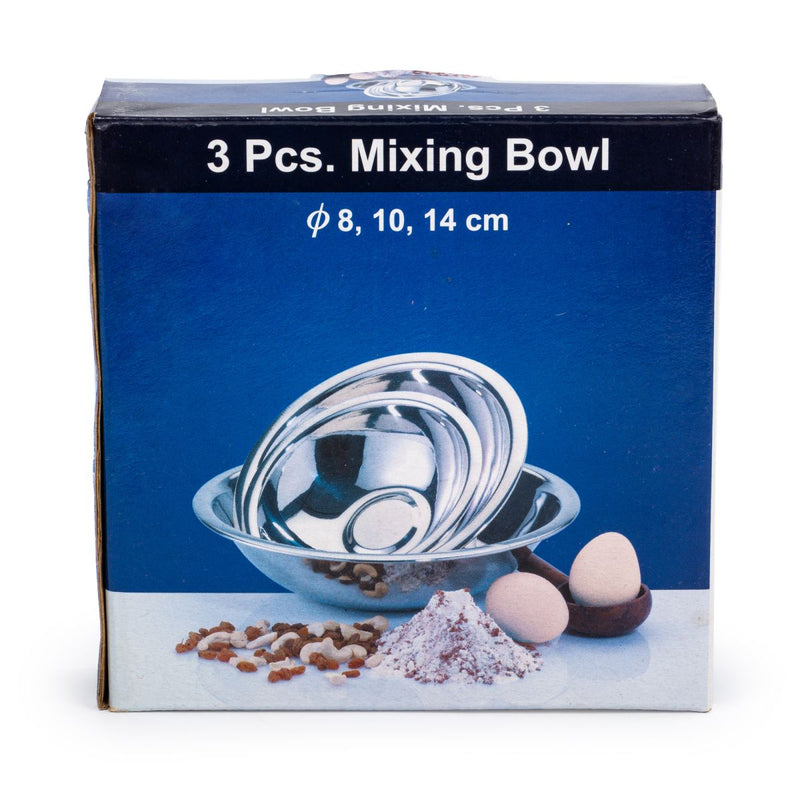 Juego Tazón bowl de mezcla inoxidable de 3 piezas Luciano, caja de color de 3.125 "/ 4" /5.5 "