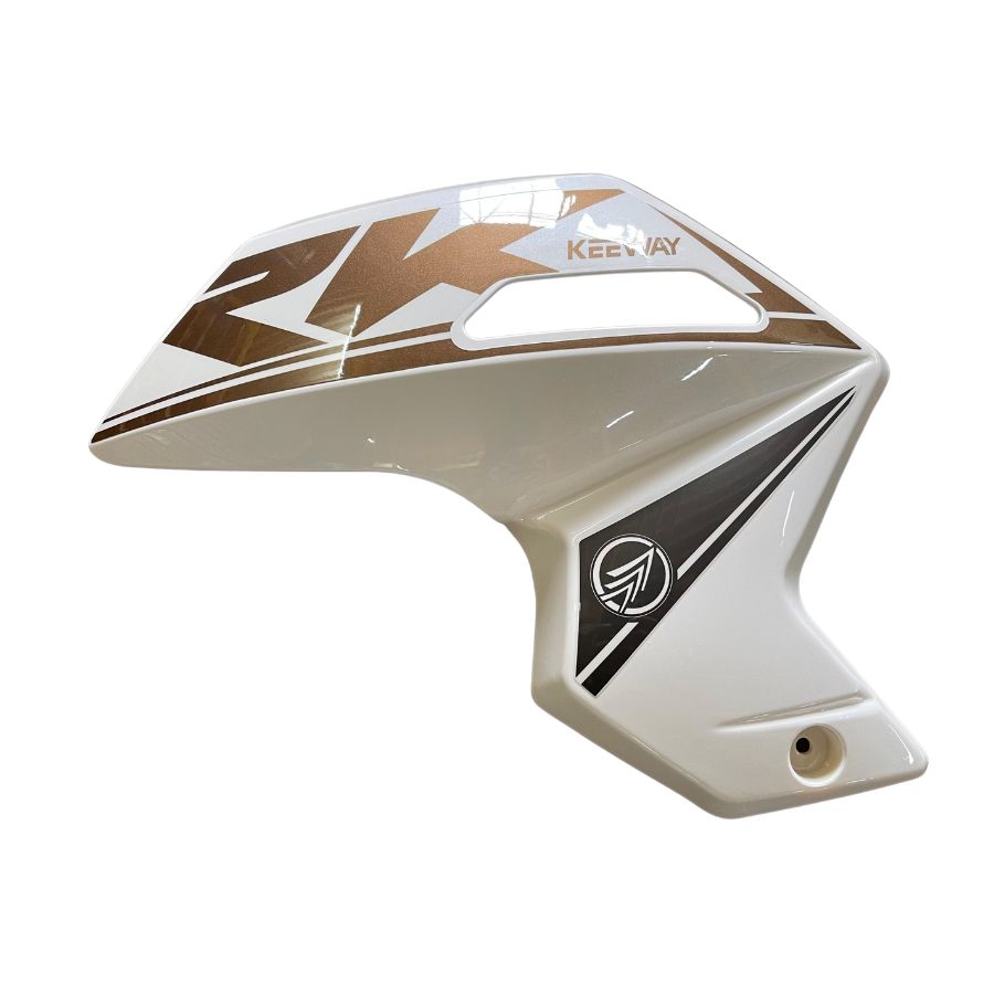 Covertor derecho del tanque de combustible blanco con calcomanias (RK150)