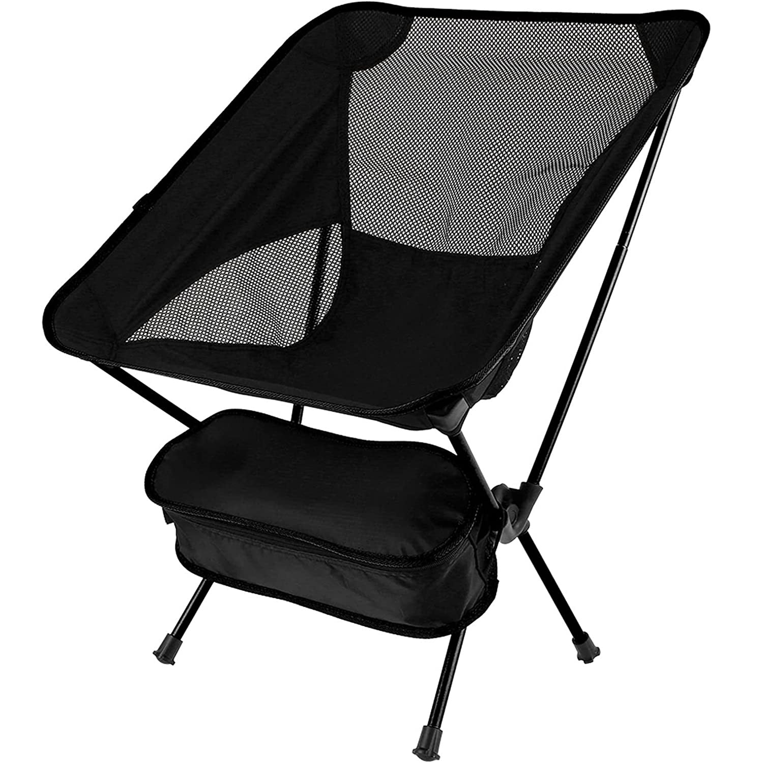 Silla plegable compacta ultra ligera con bolsa, color negro