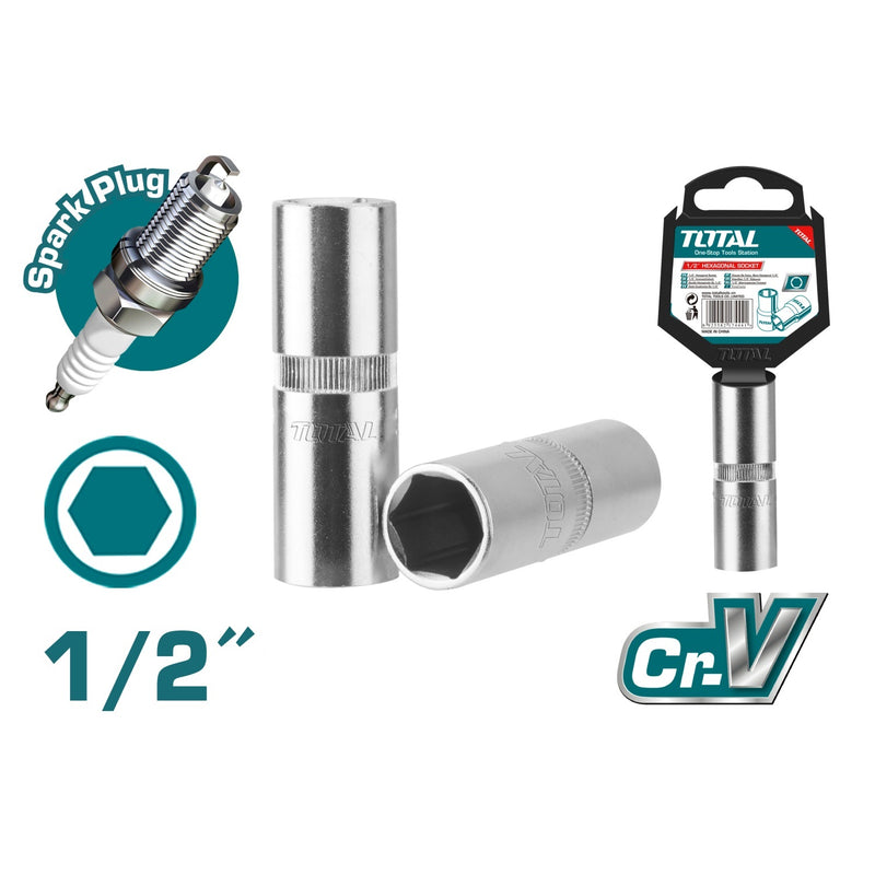 Dados para bujía de 1/2". Cr-V (50 BV 30). Cromado de Tratamiento térmico